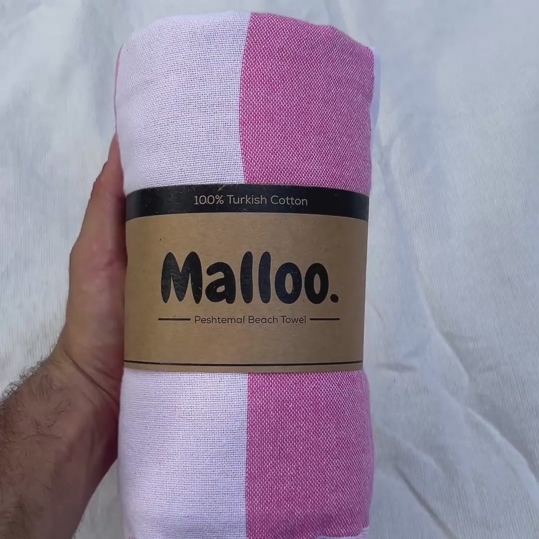 Pink Pinstripe Turkish Beach Towel