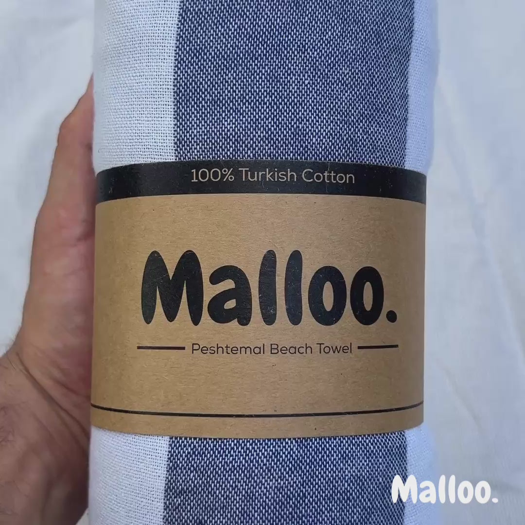 Blue Pinstripe Turkish Beach Towel